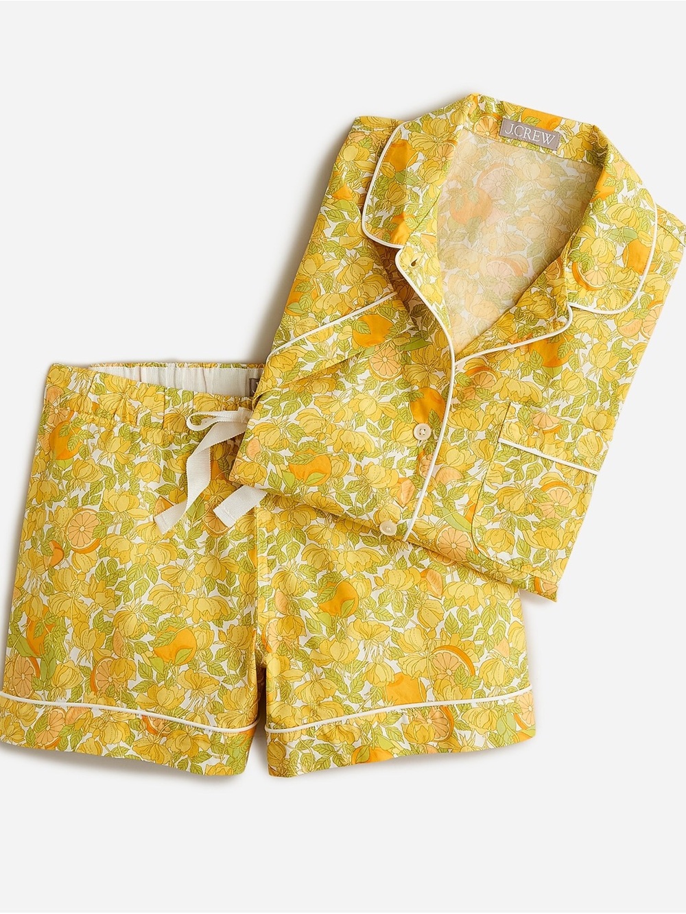 J. Crew Short-Sleeve Cotton Poplin Pajama Set in Tangerine Dreams M